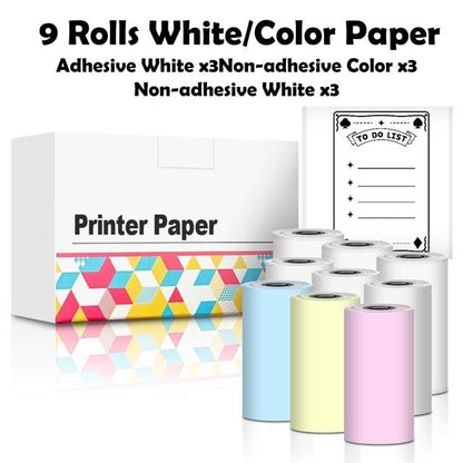 9 Rolls Set | Adhesive White, Non-Adhesive White, & Non-Adhesive Colors.
